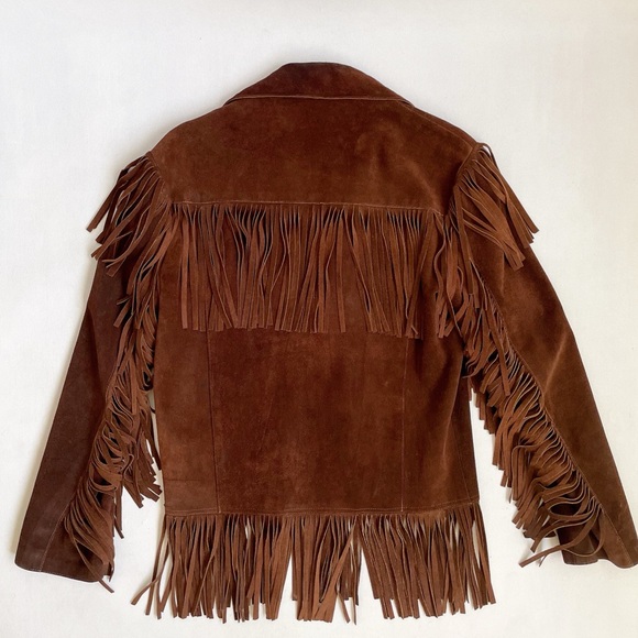 Womens Vintage Genuine Leather Fringe Western Brown Cowgirl Button Up Jacket - Picture 7 of 16